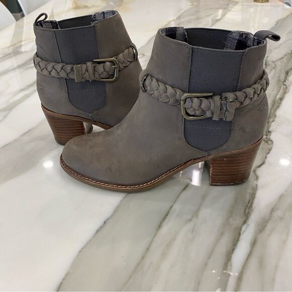SPERRY Women's size 6.5 Top Sider Liberty Gray Leather Ankle Boots Block Heel - Picture 2 of 9